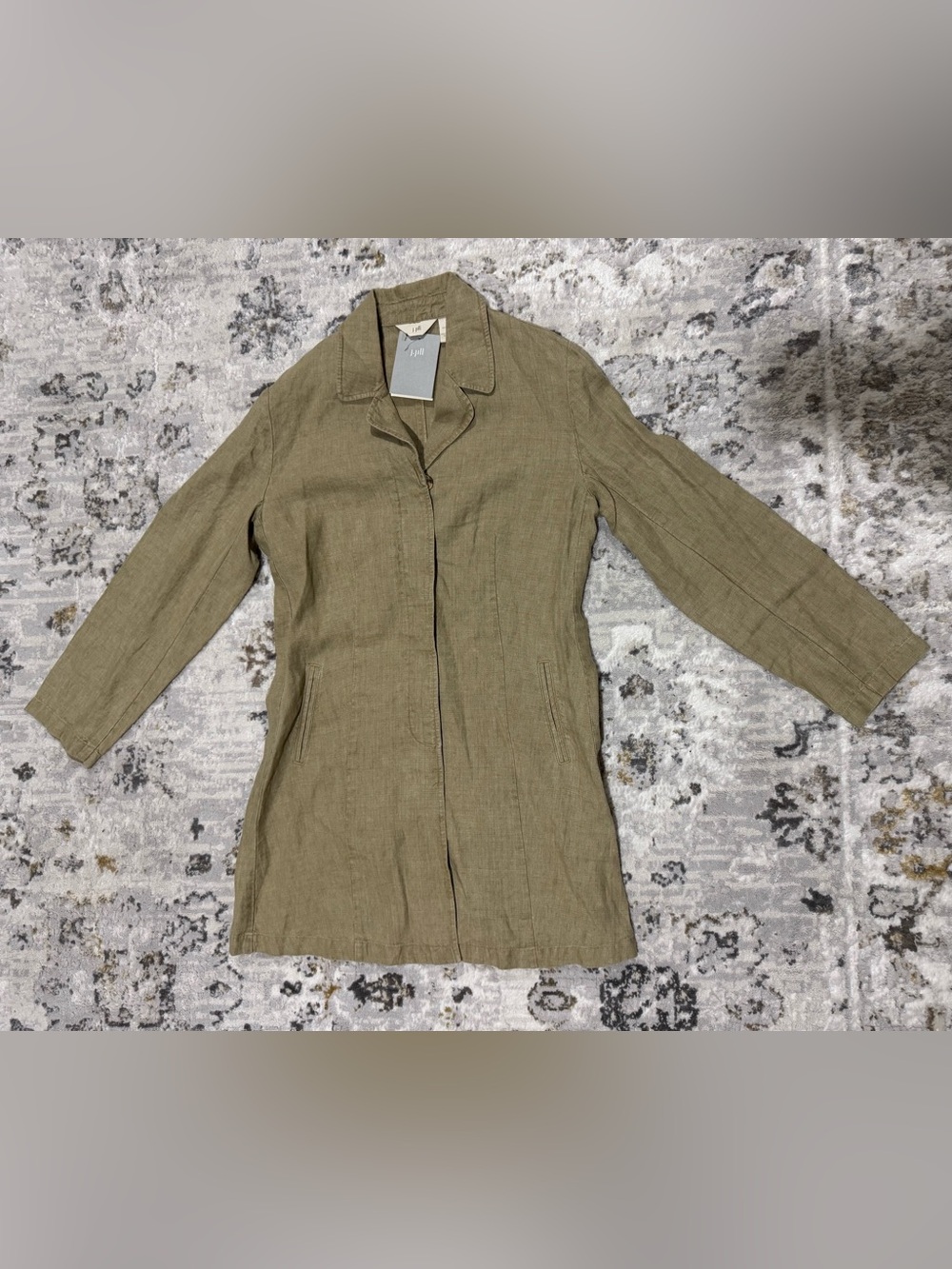 J. Jill Olive Trench-Style Linen Blend Coat/Dress